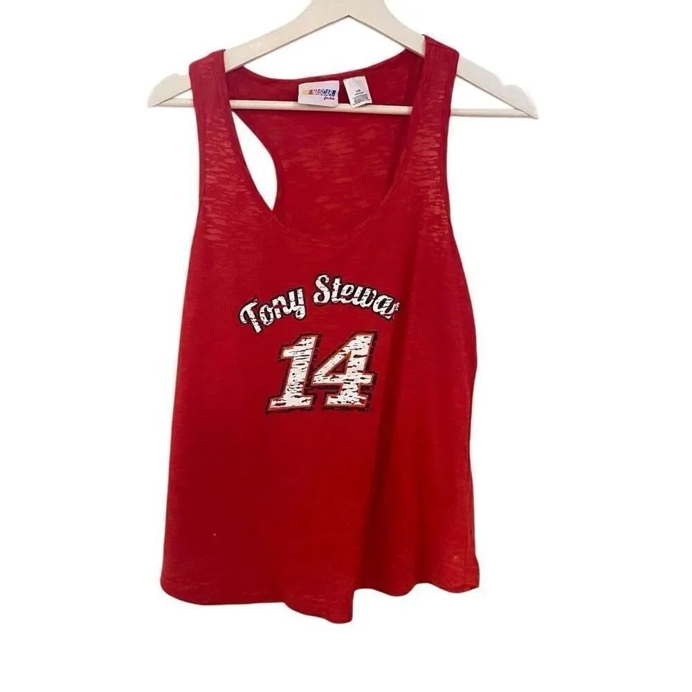Nascar for her red razor back tank Tony Stewart large #14